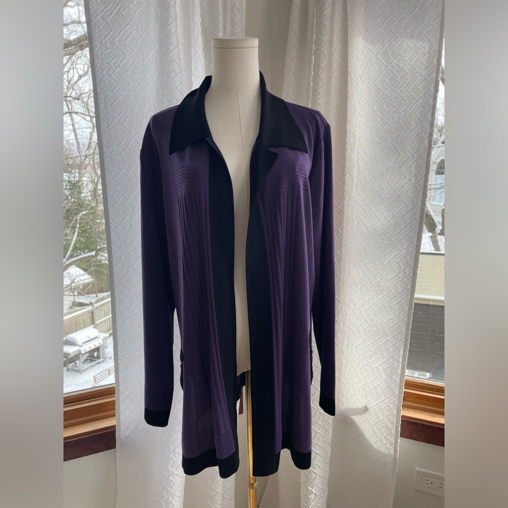 MISOOK 1X Purple and Black Women's Jacket Knit - Picture 2 of 11